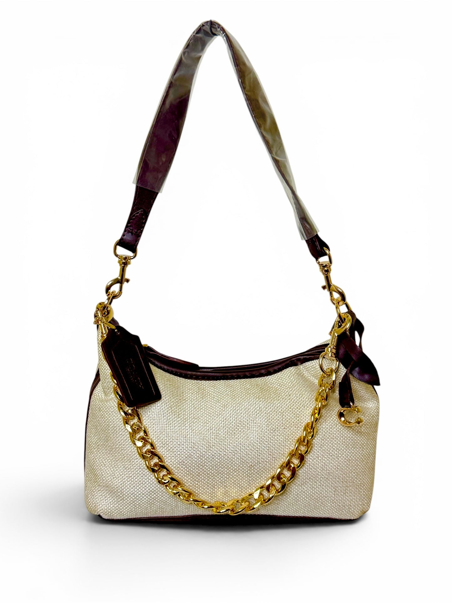 Damen Handtasche trendig & elegant in der Farbe Braun/Beige Canvas