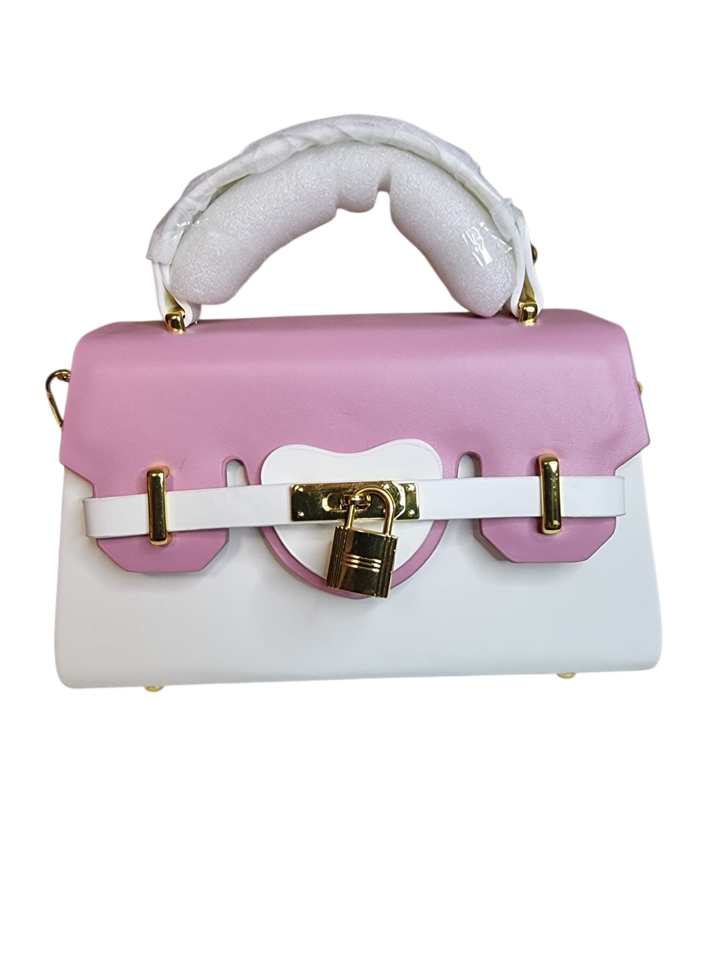 Damen Umhängetasche trendig & elegant in der Farbe Rosa/Weis
