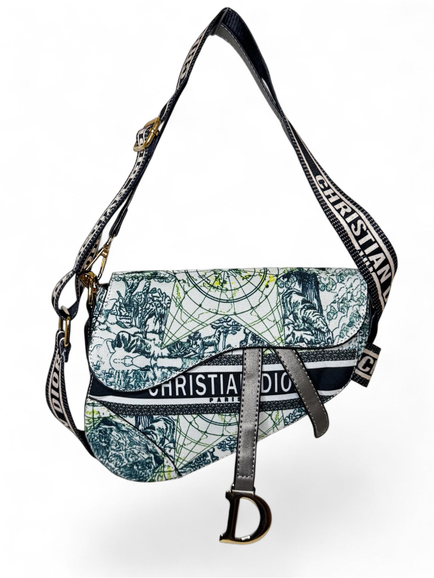 Damen Handtasche trendig & elegant in dem Sommer Farben mix Grün/Grau