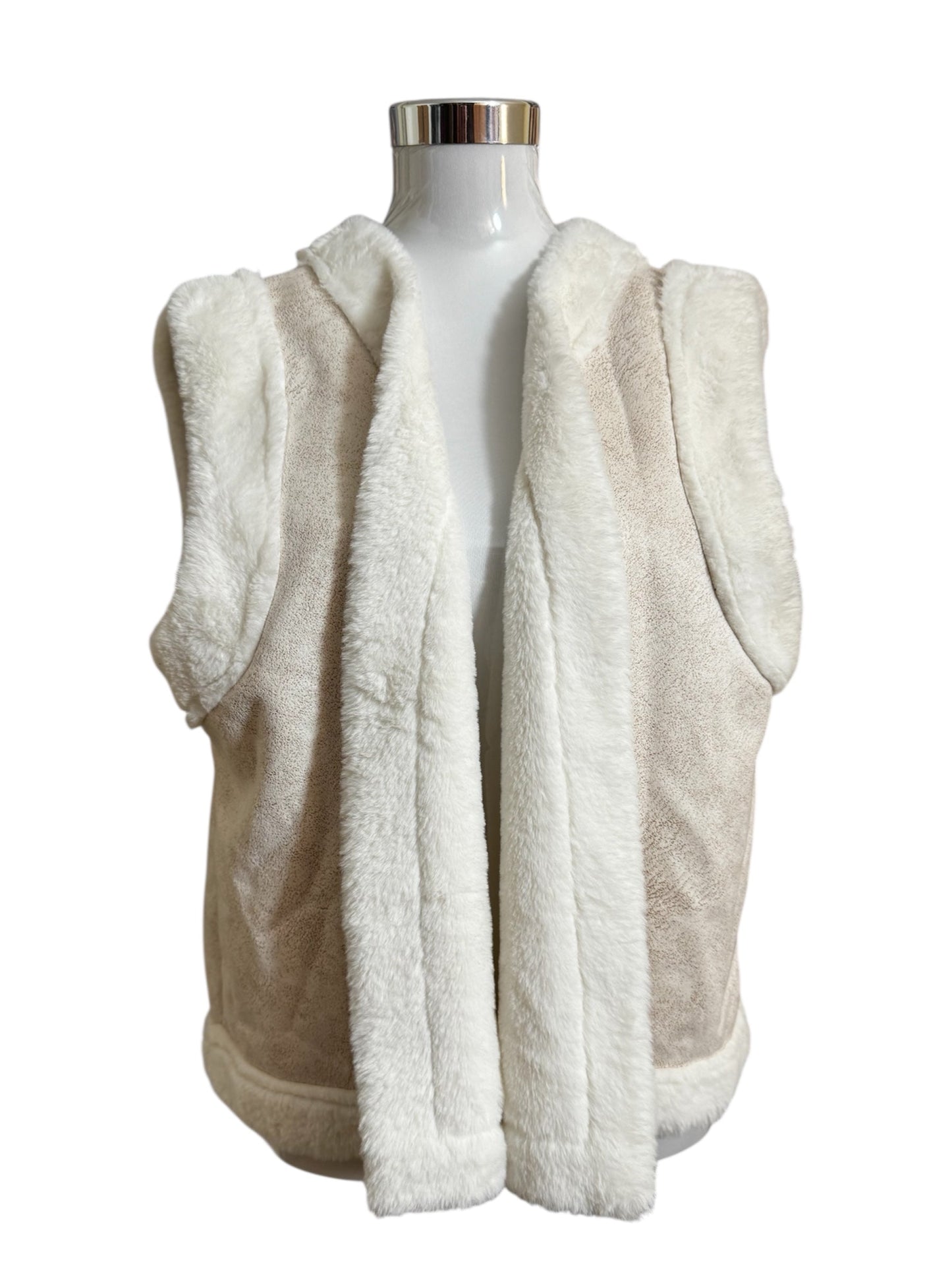Elegante Fellweste in Creme/Weiß Größe L