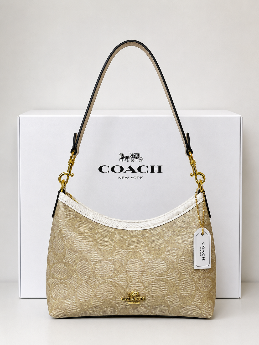 Damen Handtasche trendig & elegant in der Farbe Beige/weiß