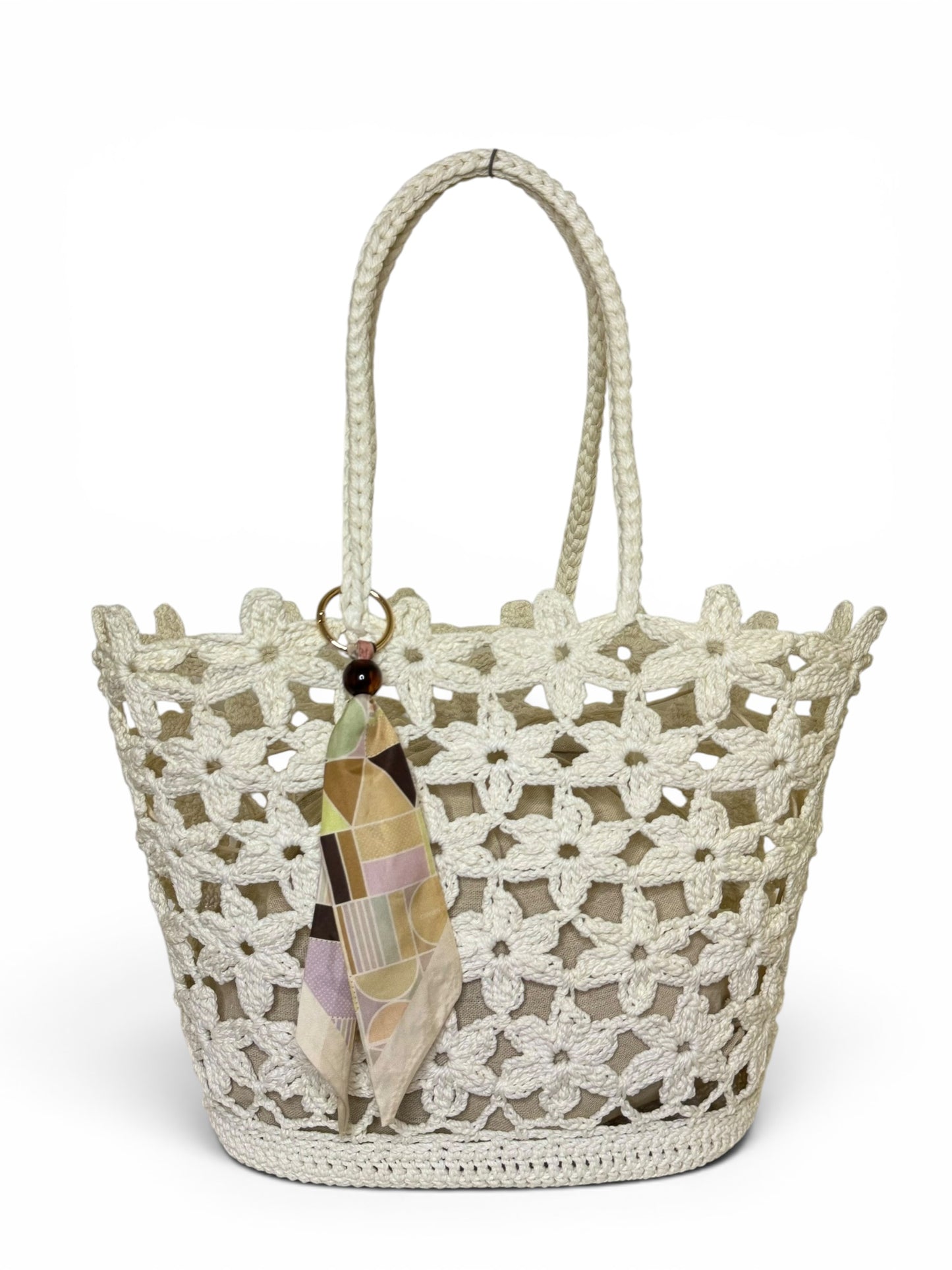 Damen Handtasche trendig & elegant in der Farbe Weiß/Beige