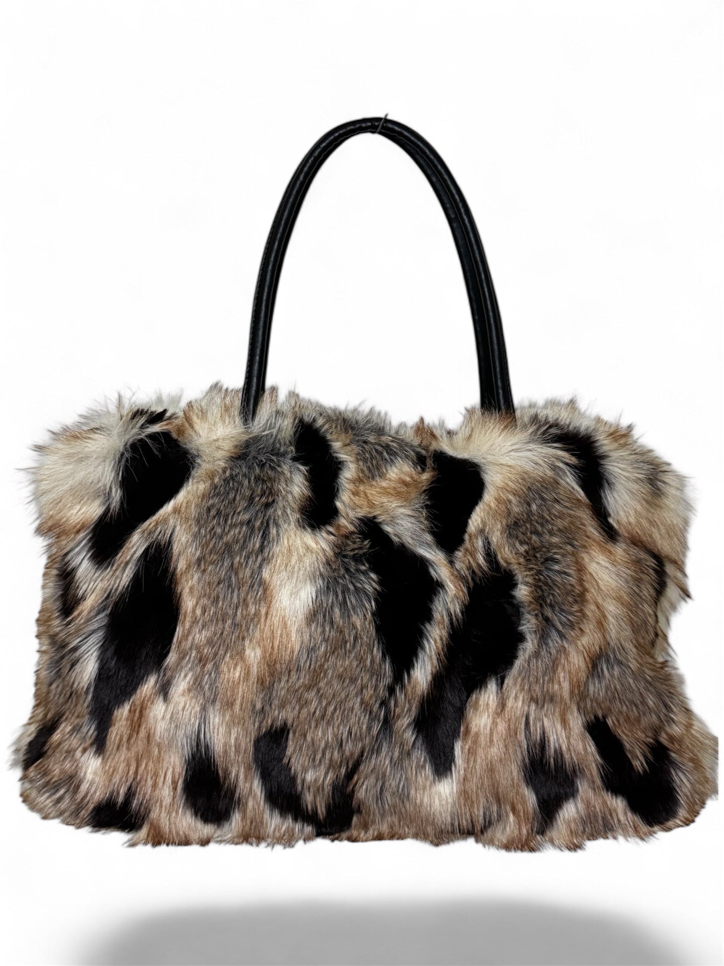 Kuschelige Fell Shopper Tasche in den Farben Mix Braun/Beige/Schwarz