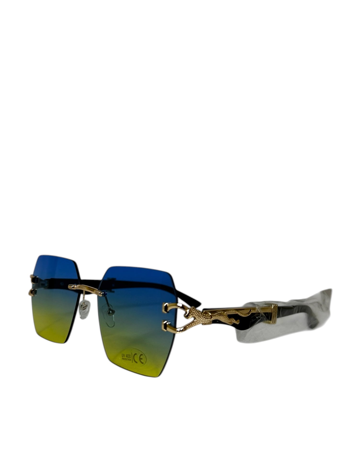 Damen Sonnenbrille trendig & elegant in der Farbe Schwarz/ Tönung Blau/Grün