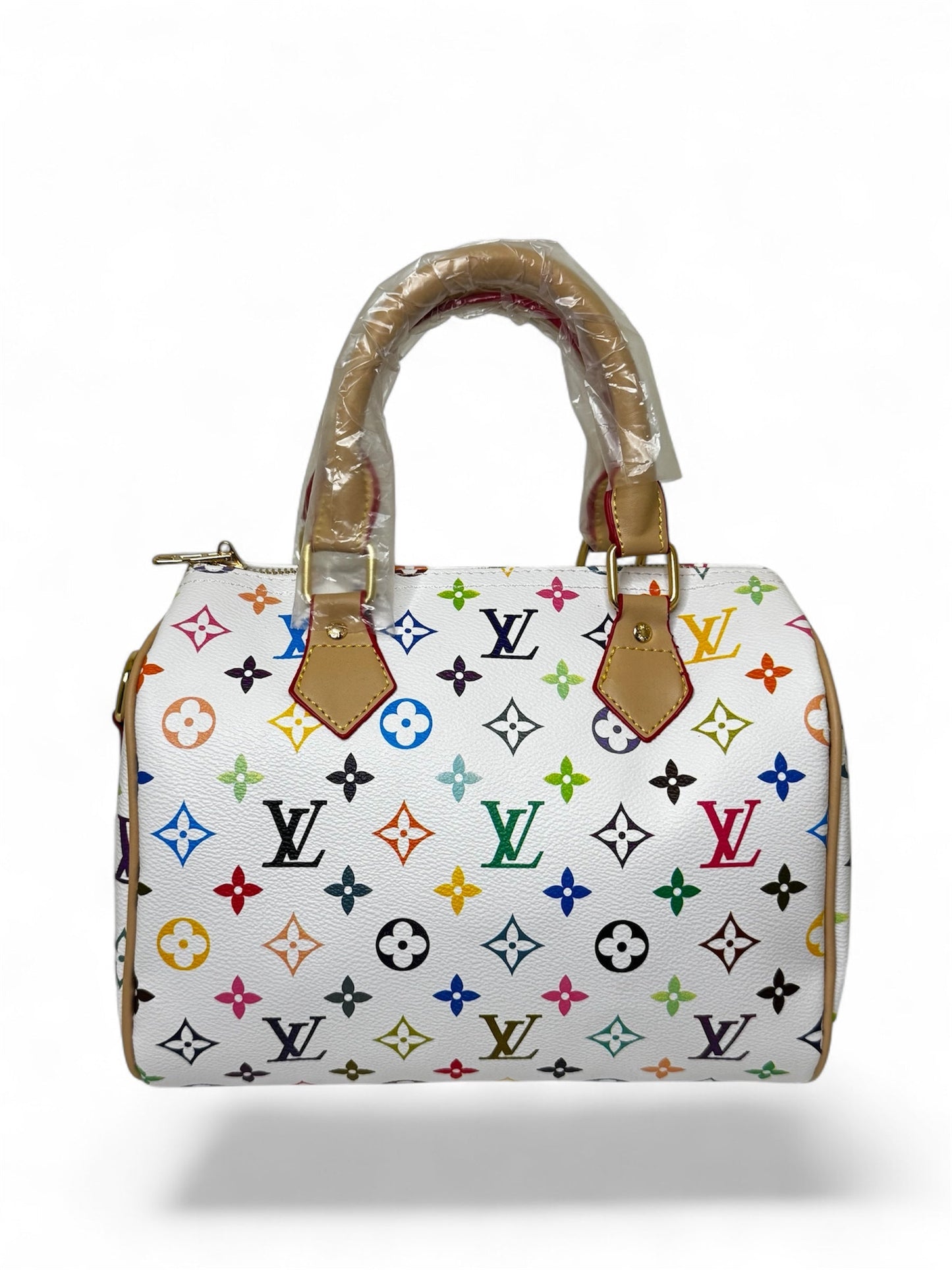 Damen Handtasche trendig & elegant in dem Farben mix Weiß 25cm