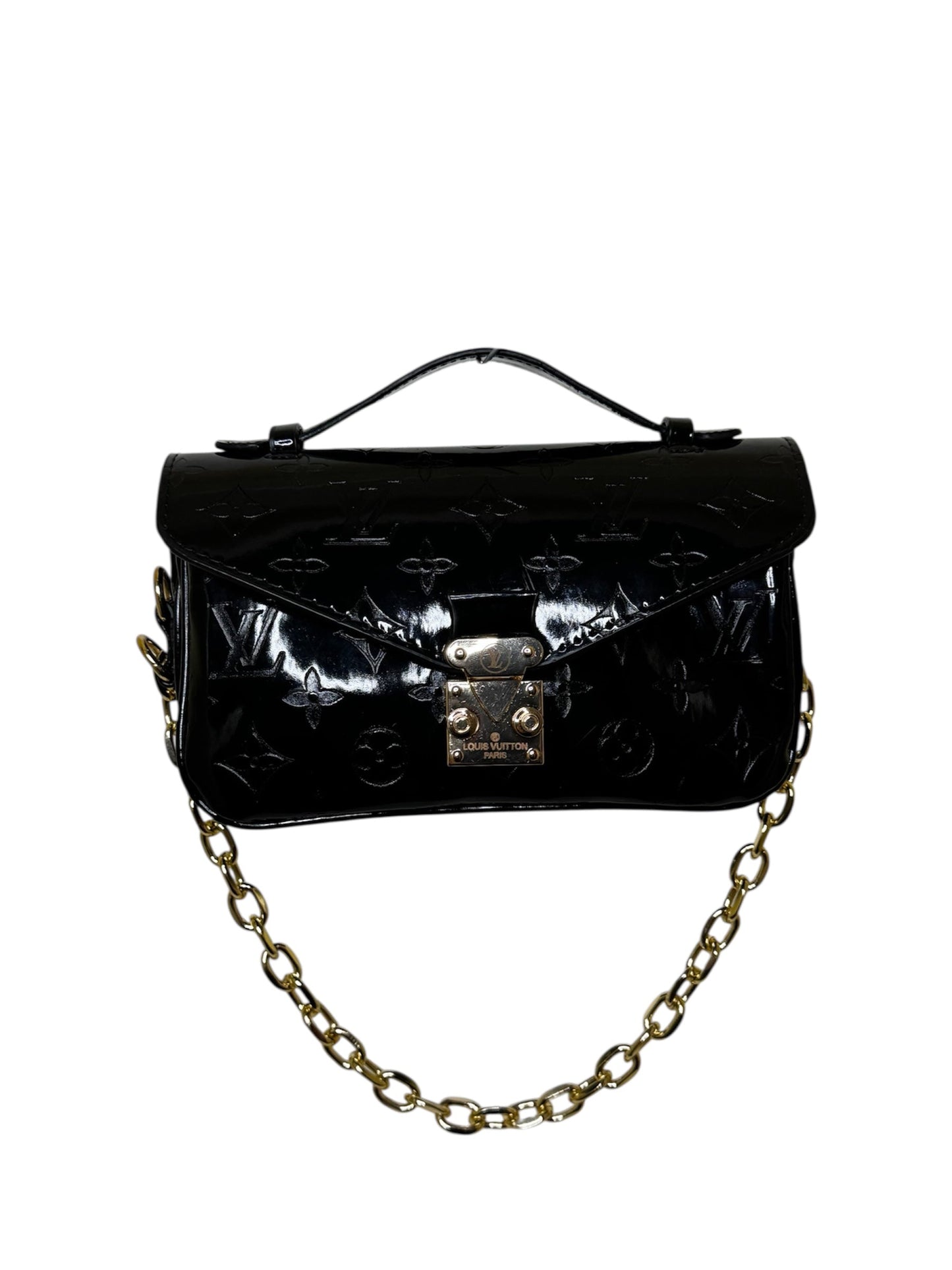 Schultertasche im modisch trendigen Look in der Farbe Schwarz/Lack