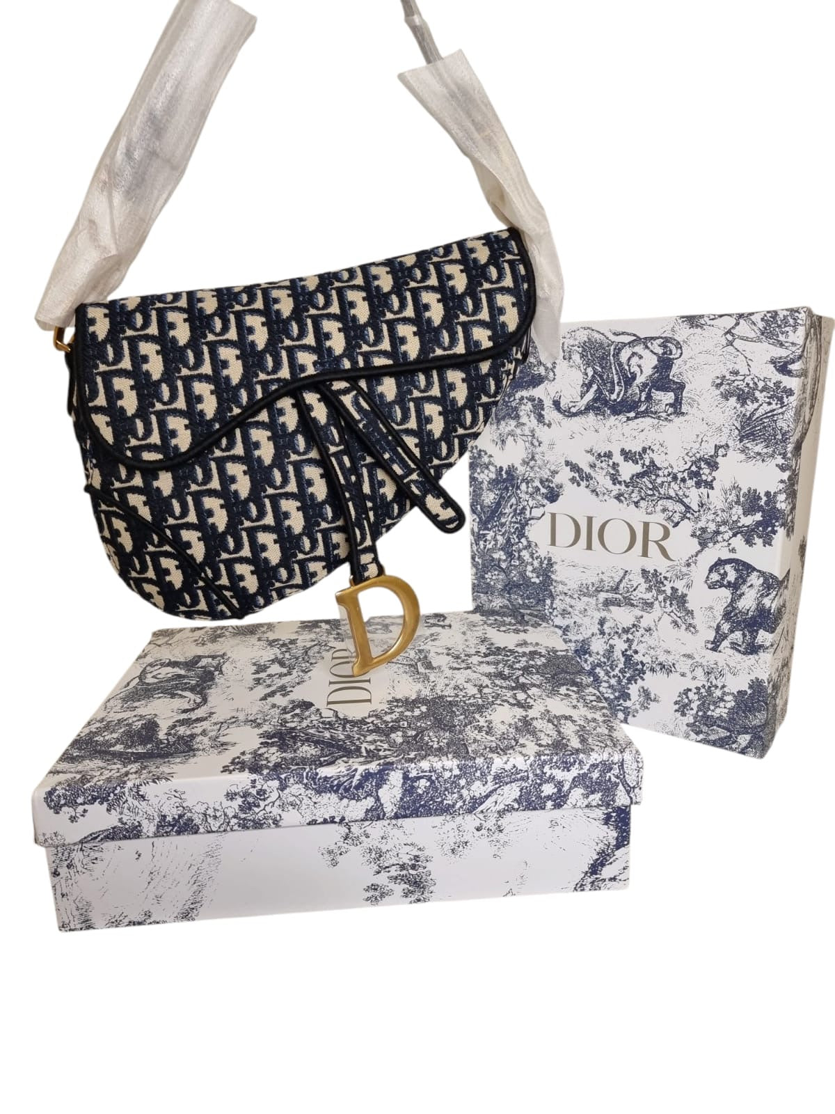 Damen Handtasche trendig & elegant in der Farbe Blau/Beige