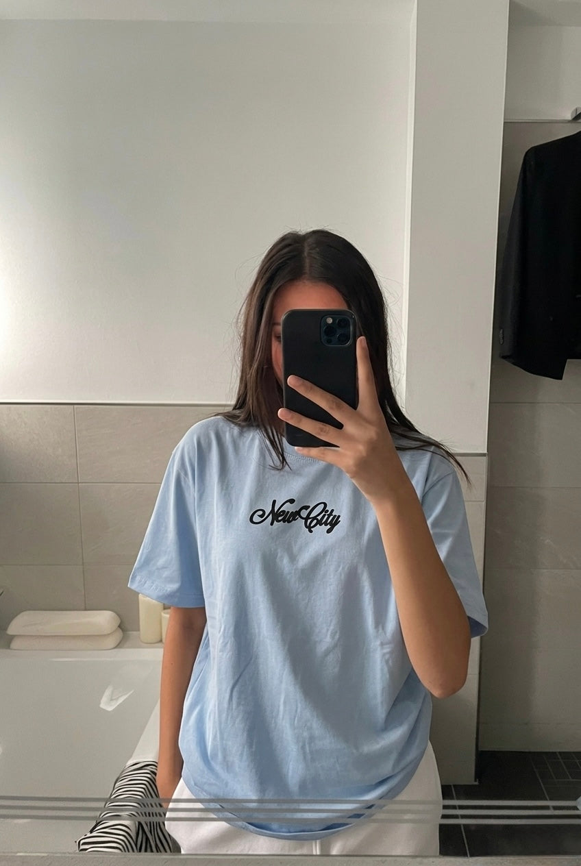 Unisex T-Shirt in Hellblau mit Duck Print, Sportlich & Streetstyle Größe M