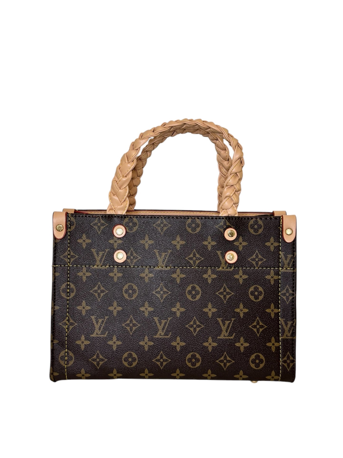 Damen Handtasche trendig & elegant in der Farbe Braun geflochten