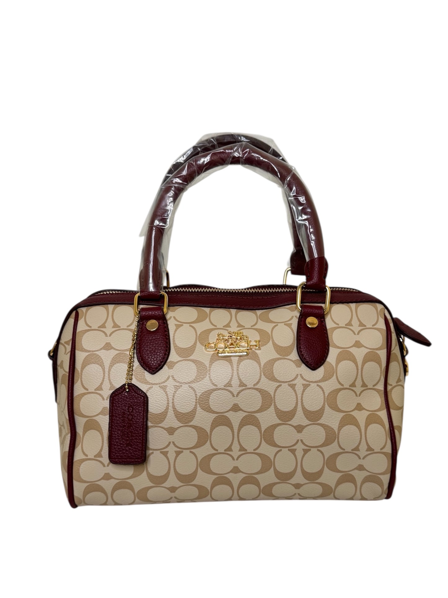 Damen Handtasche trendig & elegant in der Farbe Weinrot/Beige