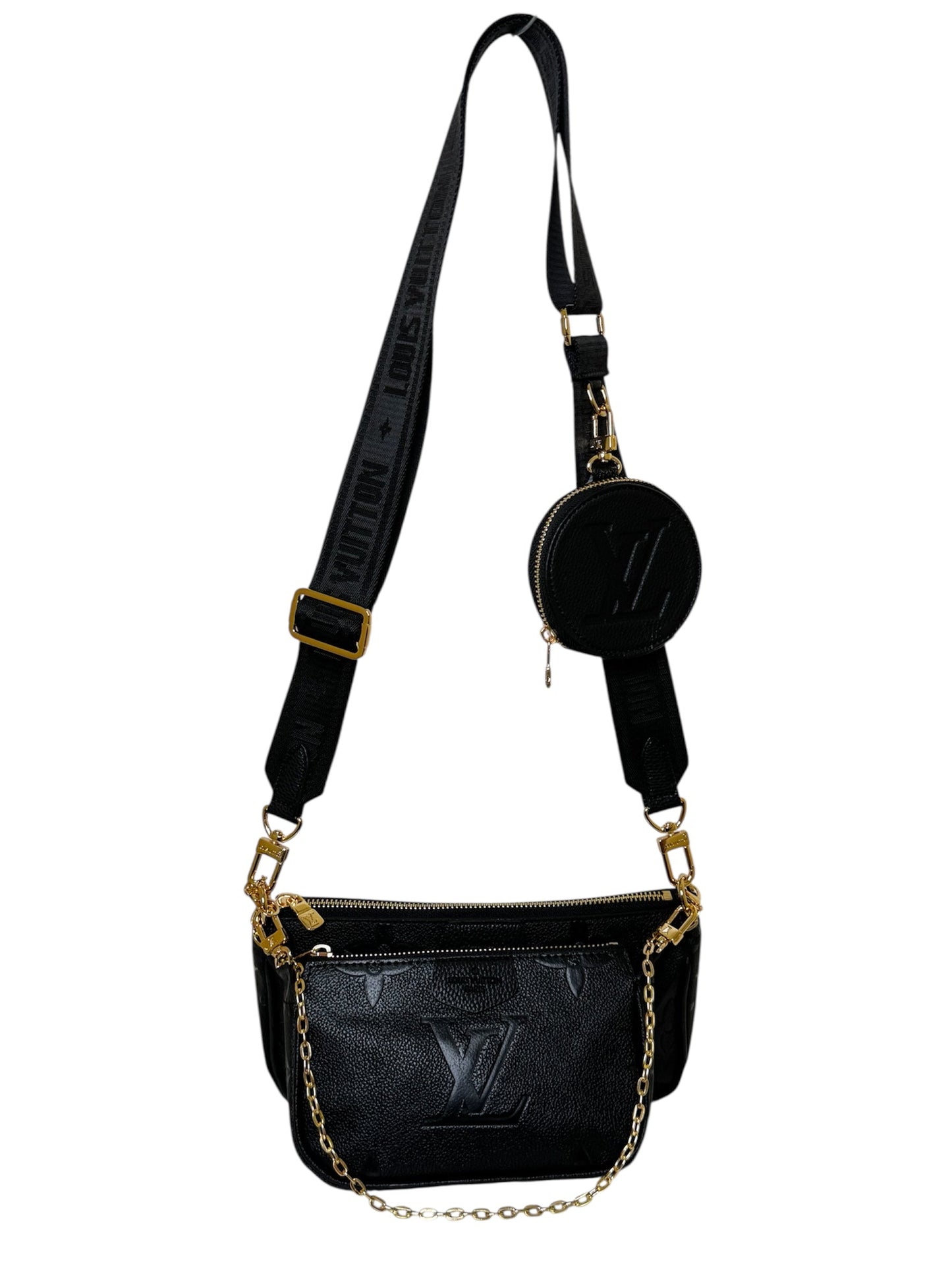 Crossbody Bag. Set 3.-Teilig Damen Umhängetasche in der Farbe Schwarz/Großbuchstaben