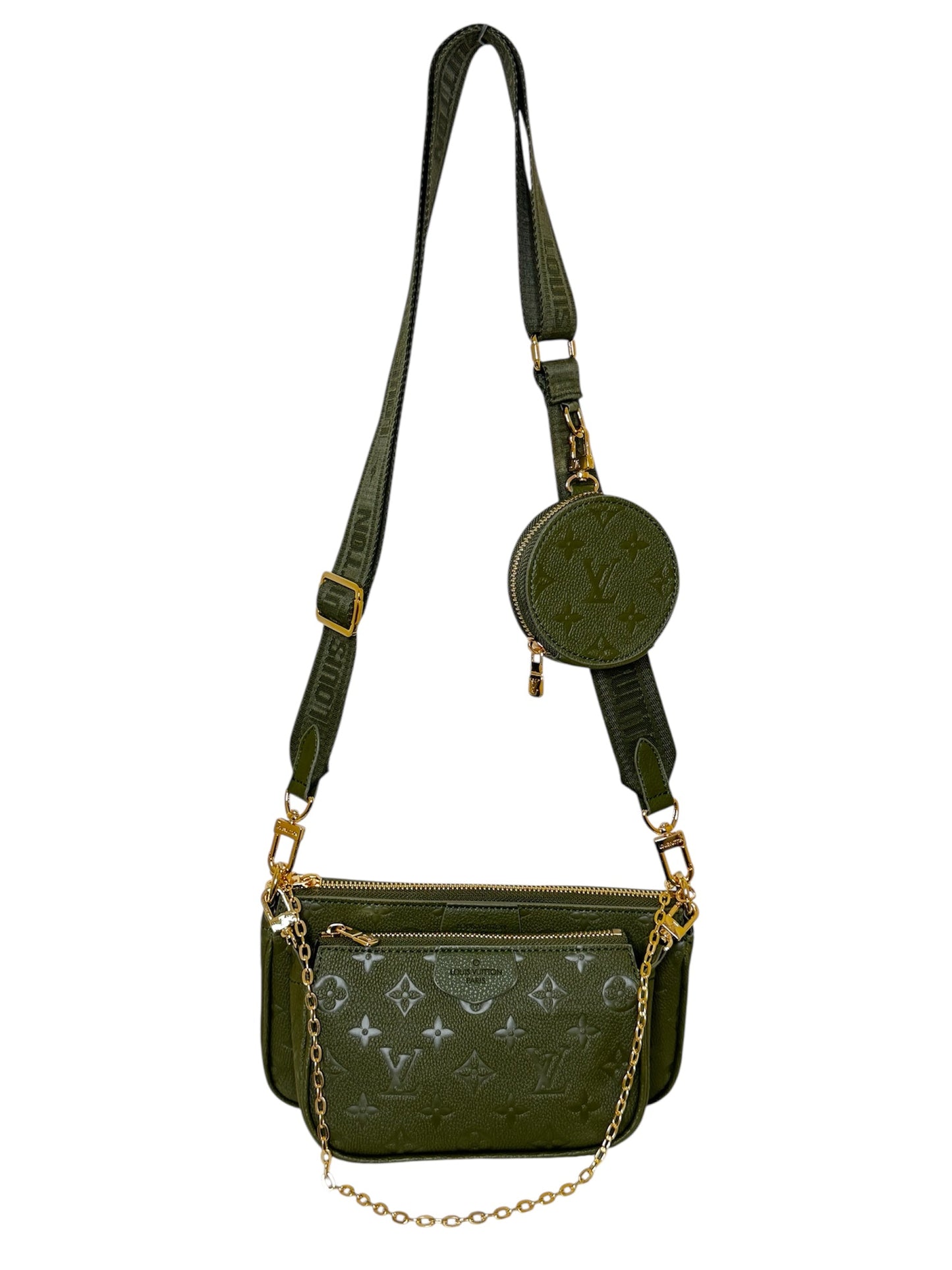 Crossbody Bag. Set 3.-Teilig Damen Umhängetasche in der Farbe Grün