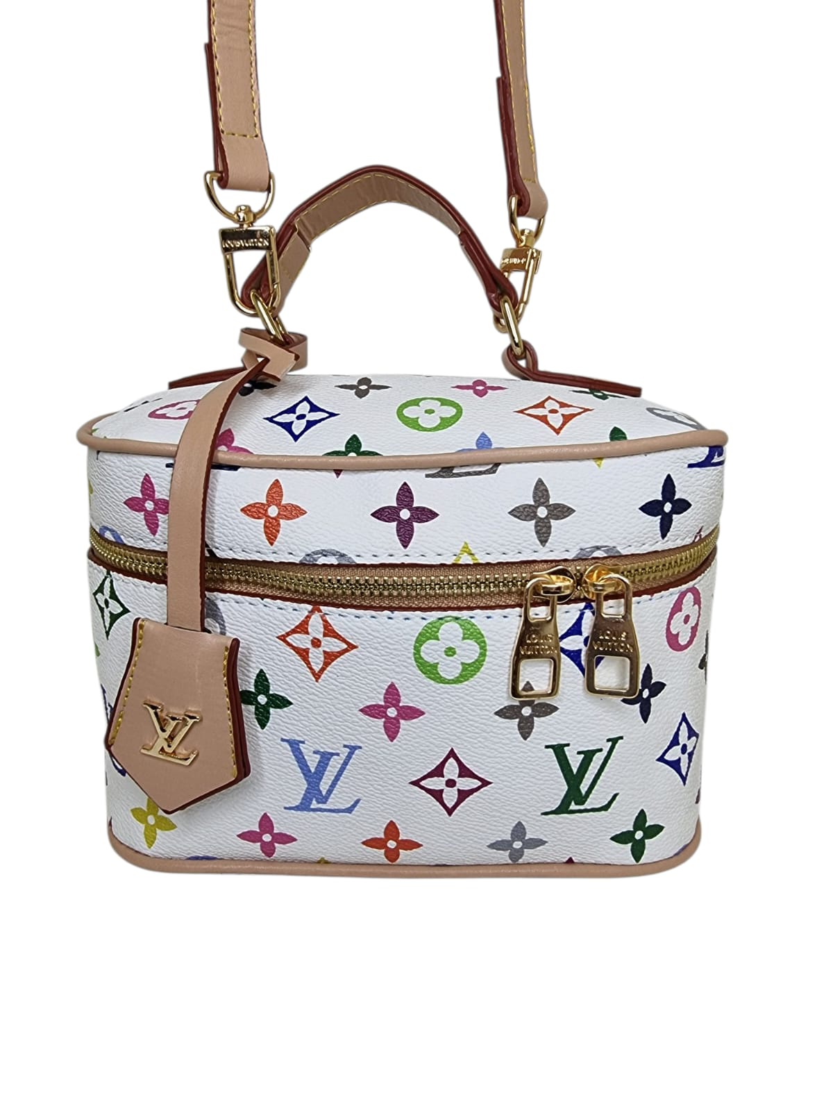 Kosmetiktasche trendig & elegant in der Farbe Weiß/Farbenmix