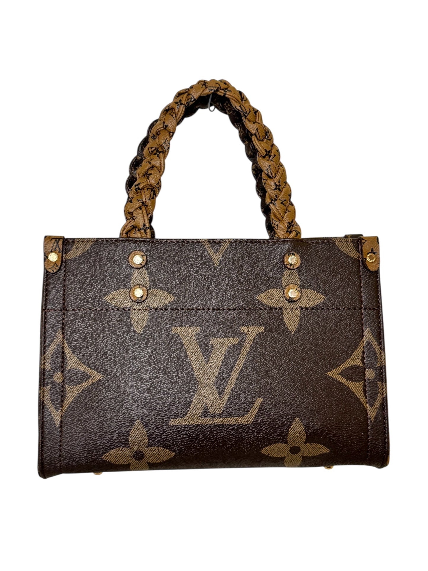 Damen Handtasche trendig & elegant in der Farbe Braun/2farbig geflochten