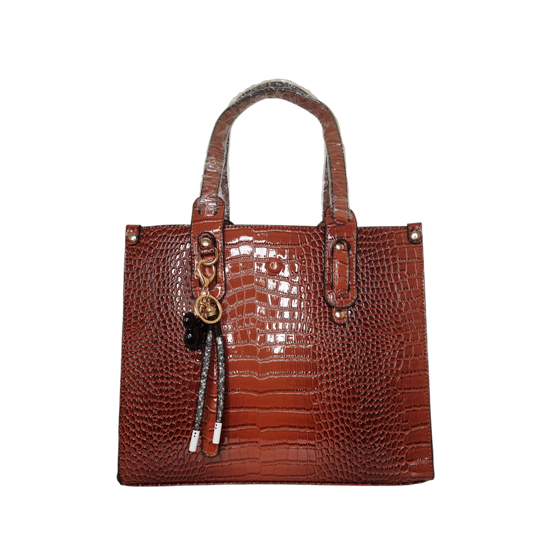 Damen Handtasche trendig & elegant in der Farbe Caramel Lack