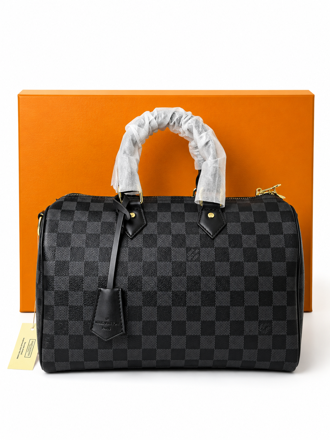 Damen Handtasche trendig & elegant in der Farbe Schwarz/Grau Kariert 30cm