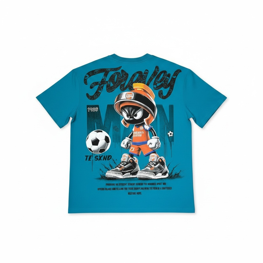 Unisex T-Shirt in Türkis/Grün mit Duck Print, Sportlich & Streetstyle Größe XL