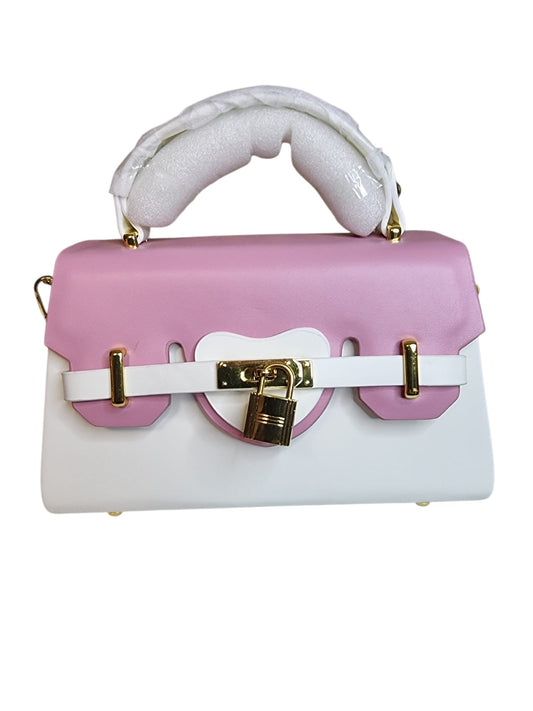 Damen Umhängetasche trendig & elegant in der Farbe Rosa/Weis