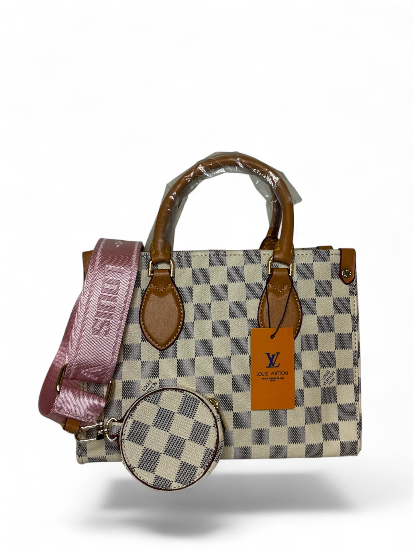 Damen Handtasche trendig & elegant in der Farbe Beige/Kariert