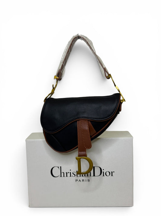 Damen Handtasche trendig & elegant in der Farbe Schwarz/Braun Mini