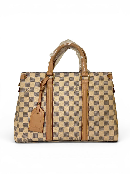 Damen Handtasche trendig & elegant in der Farbe Beige/Kariert