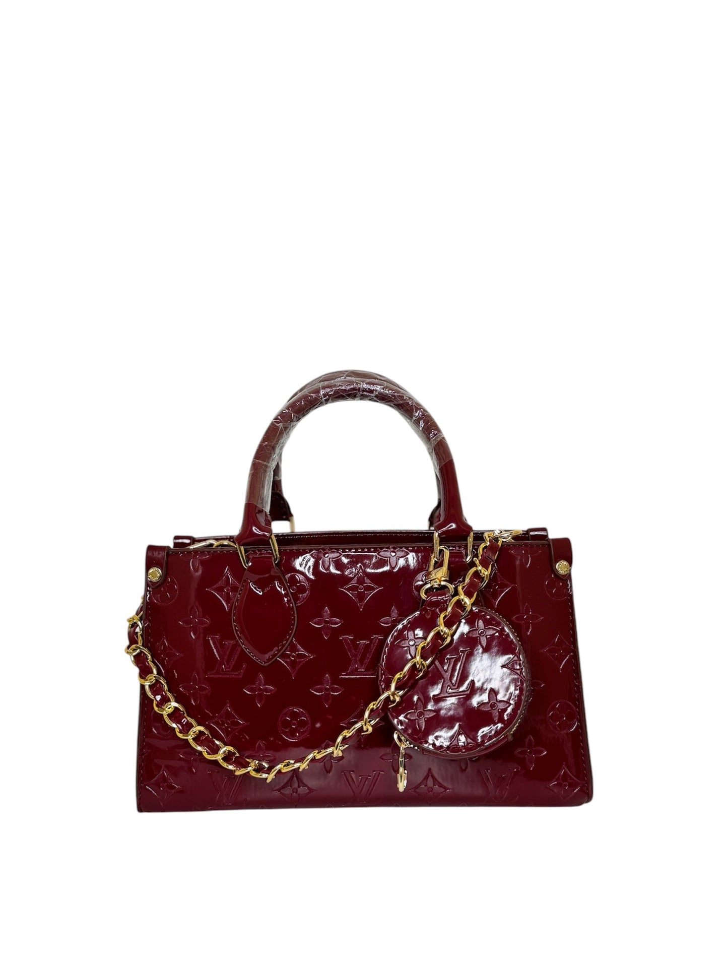 Damen Handtasche trendig & elegant in der Farbe Weinrot/Lack