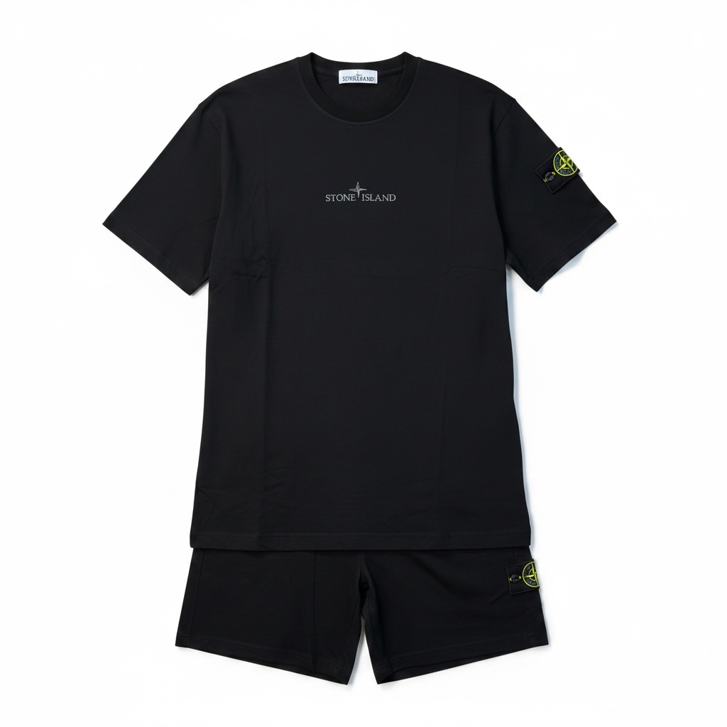 Unisex Set T-Shirt & kurze Hose in Schwarz