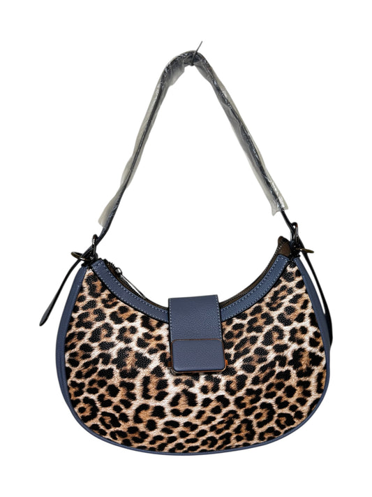 Stylische Schultertasche im Leo-Design mit Dunkelblau Details