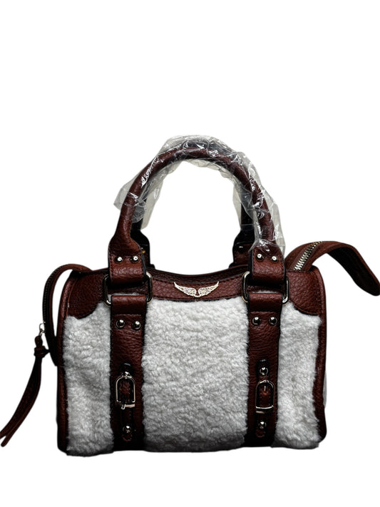 Damen Handtasche trendig & elegant in der Farbe Kastanienbraun/Weißcreme