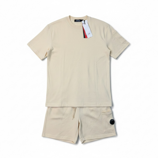 Unisex Set T-Shirt & kurze Hose in Beige