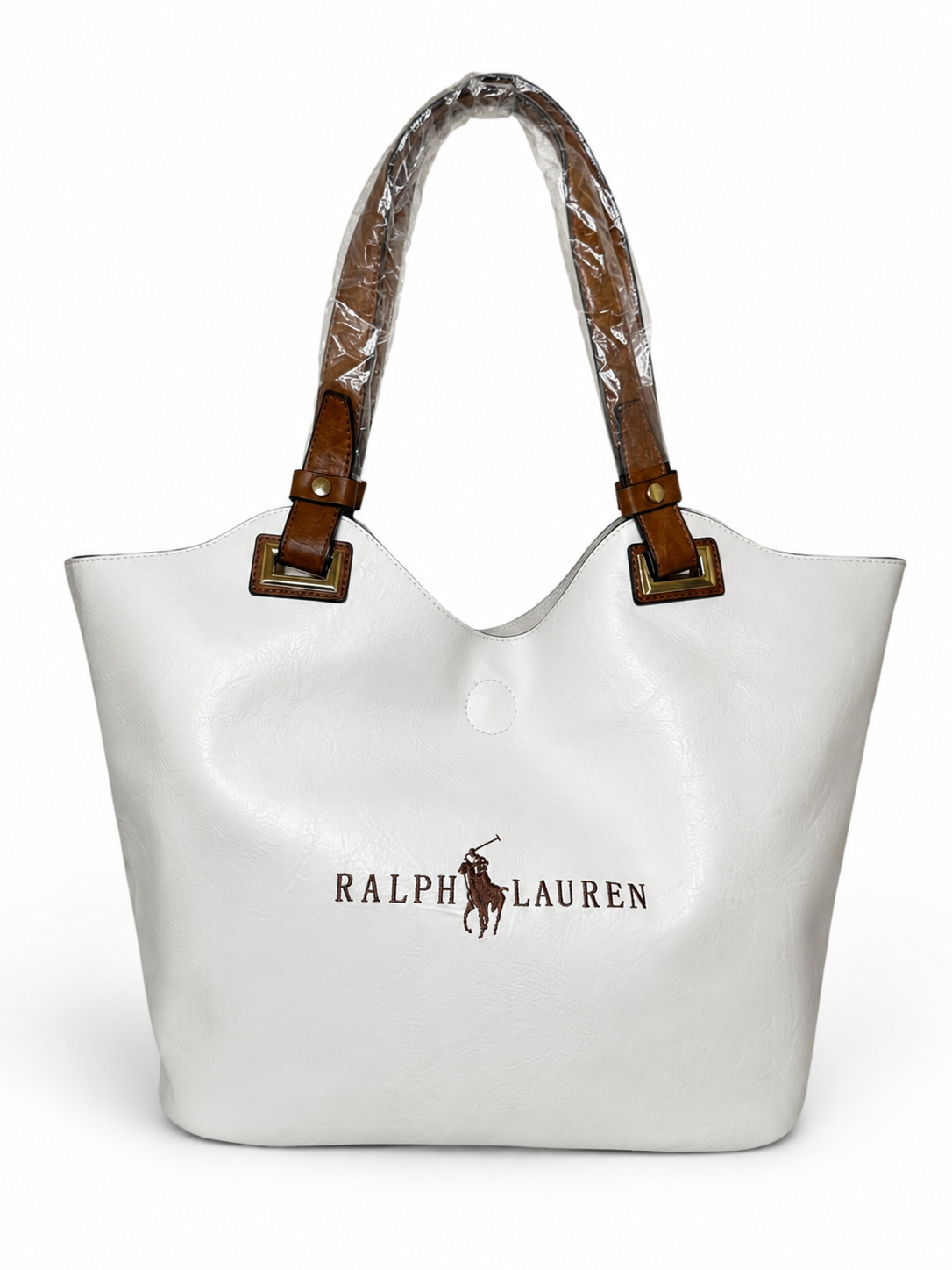 Damen Handtasche trendig & elegant in der Farbe Weiß/Creme/Braun