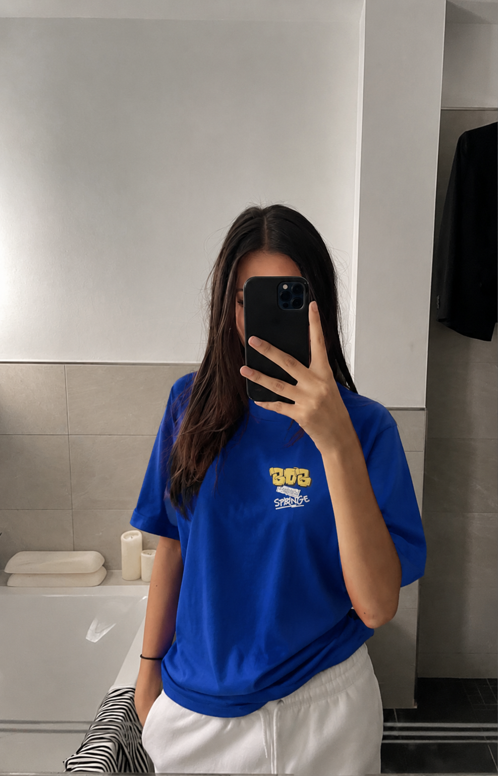 Unisex T-Shirt in Blau mit Cartoon Print, Auffällig & Trendy Größe L