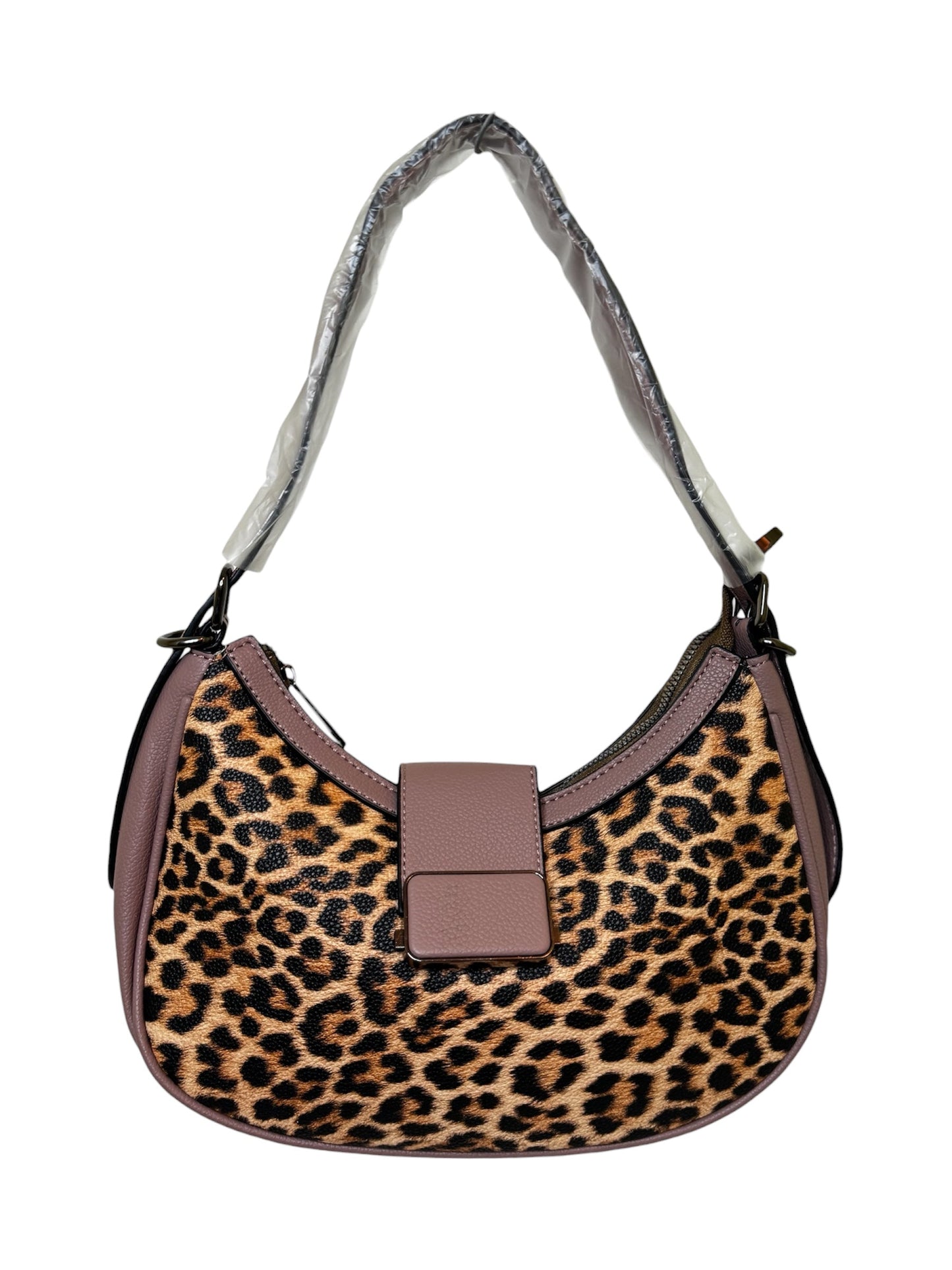 Stylische Schultertasche im Leo-Design mit Mauve Details