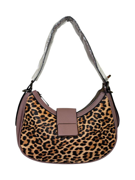 Stylische Schultertasche im Leo-Design mit Mauve Details