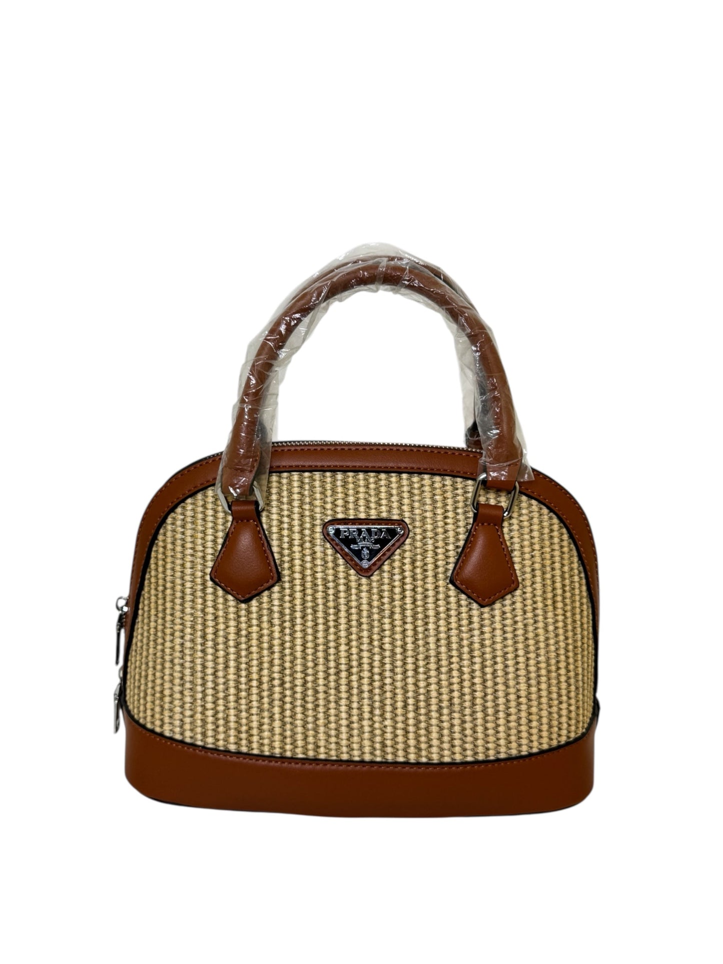 Damen Handtasche trendig & elegant in der Farbe Braun Bast groß
