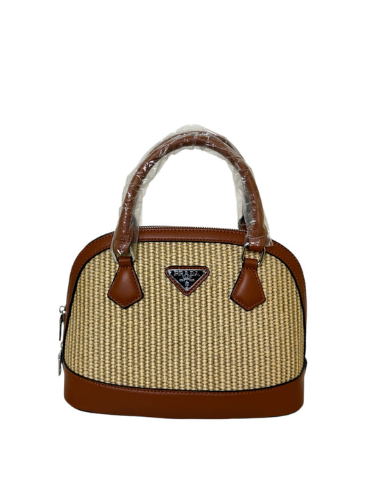 Damen Handtasche trendig & elegant in der Farbe Braun Bast groß