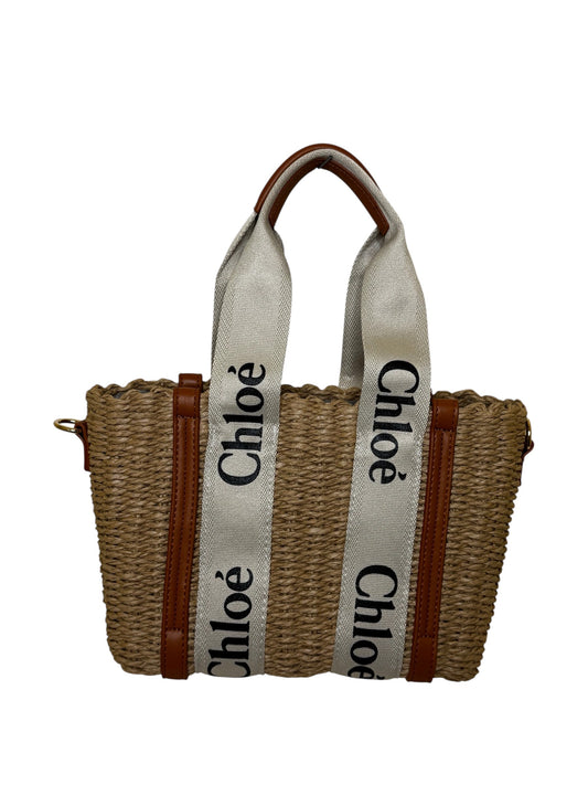 Damen Handtasche trendig & elegant in der Farbe Bast/Braun klein