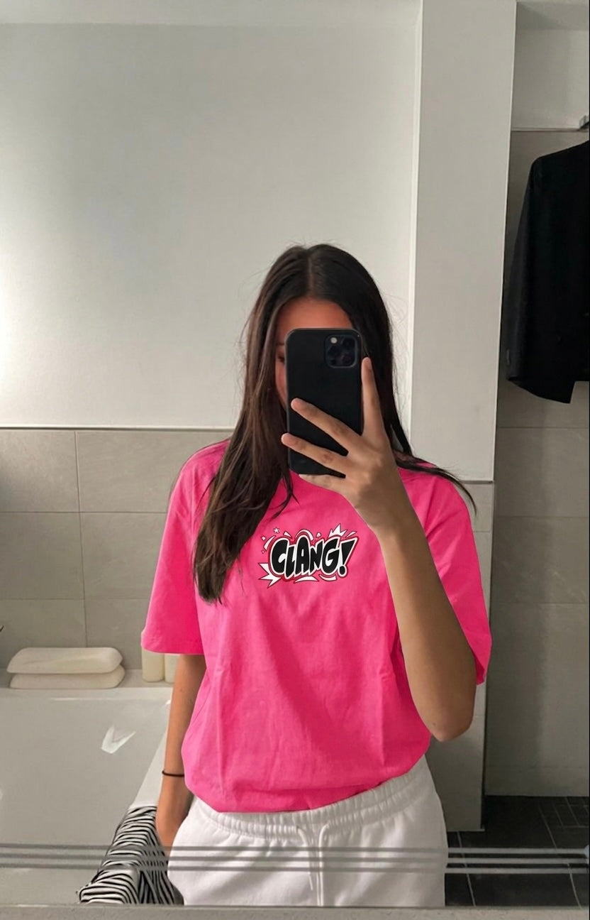 Unisex T-Shirt in Pink mit Print, Trendy & Streetstyle Größe L