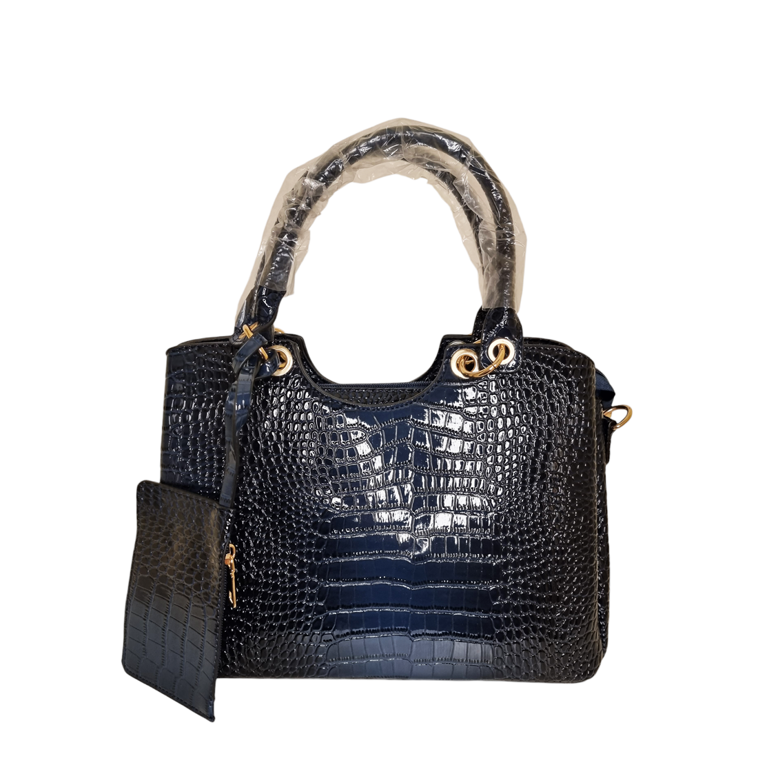 Damen Handtasche trendig & elegant in der Farbe Dunkelblau Lack