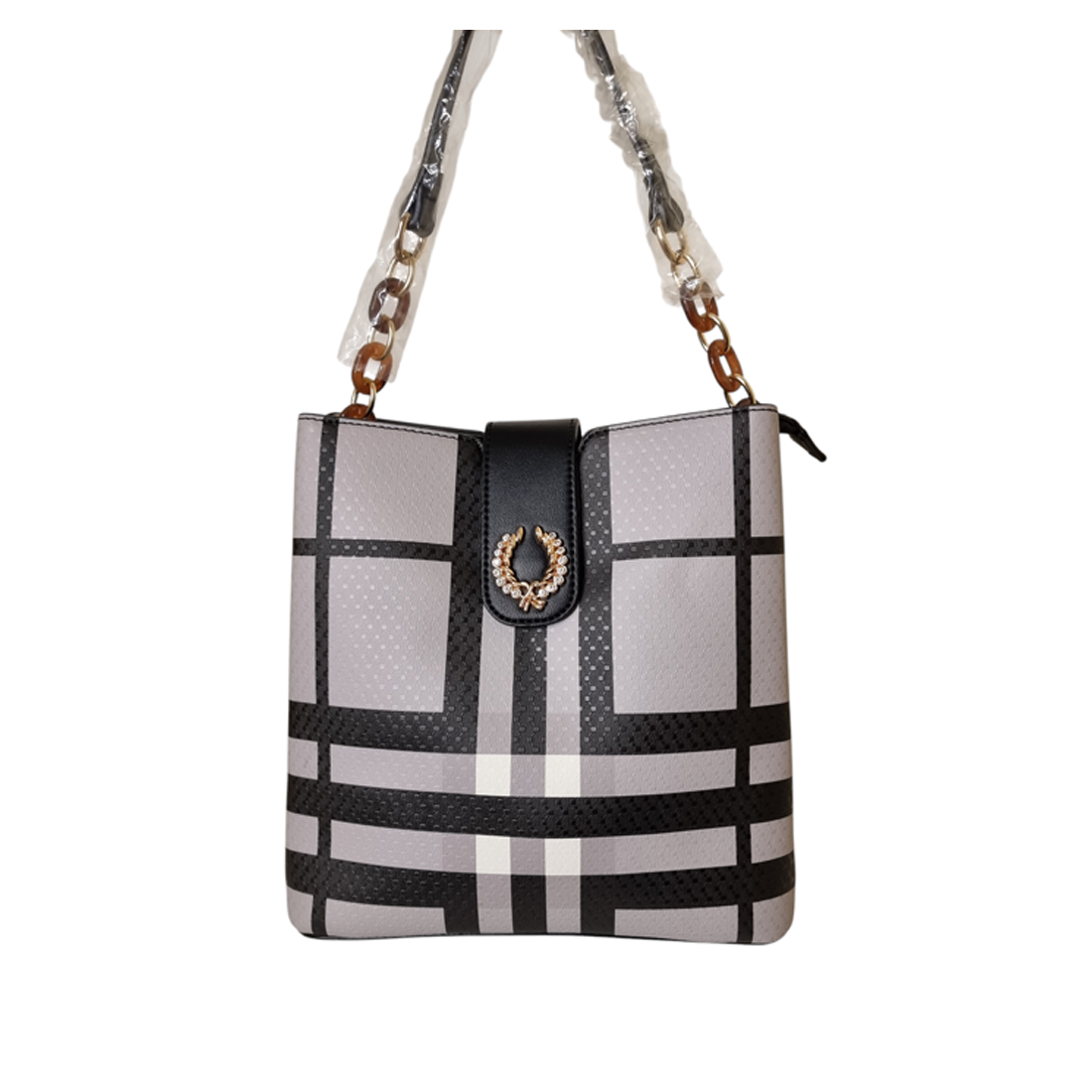 Damen Handtasche trendig & elegant in der Farbe Schwarz/Grau